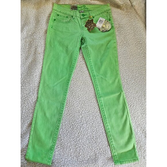 Rogue Jeans Slim Fit Green Denim Pants 9/29 Cotton & Spandex Y2K Retro - Picture 2 of 7